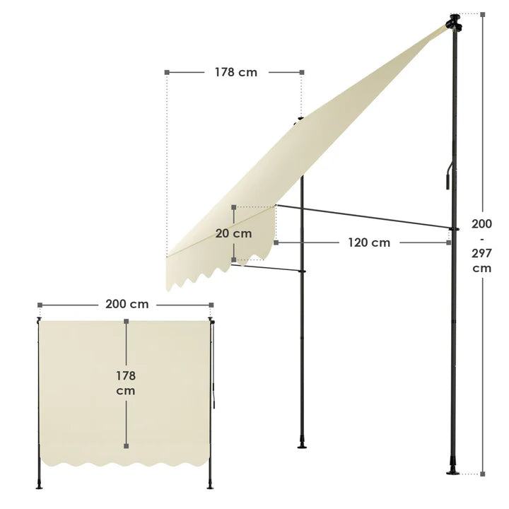 Klemmmarkise Kapstadt 200x120 cm Beige - Palo24