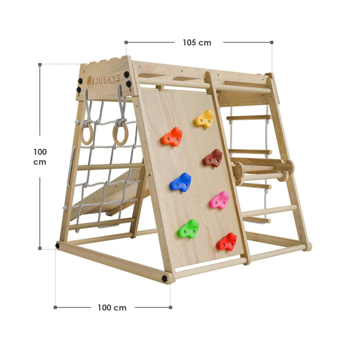 Mini Klettergerüst für Kinder mit Rutsche - Natur - Palo24