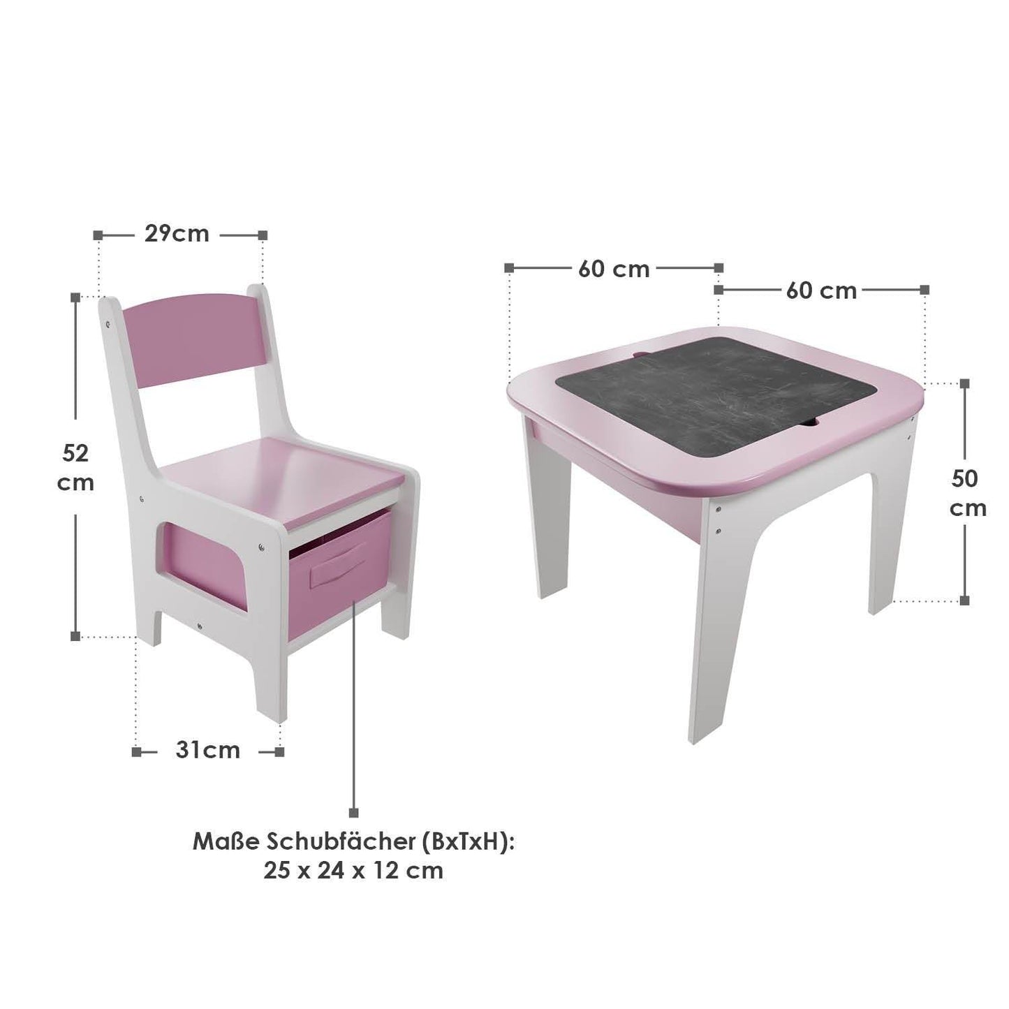 Kindersitzgruppe Milou mit 2 Stühlen & 1 Tisch - Rosa - Palo24