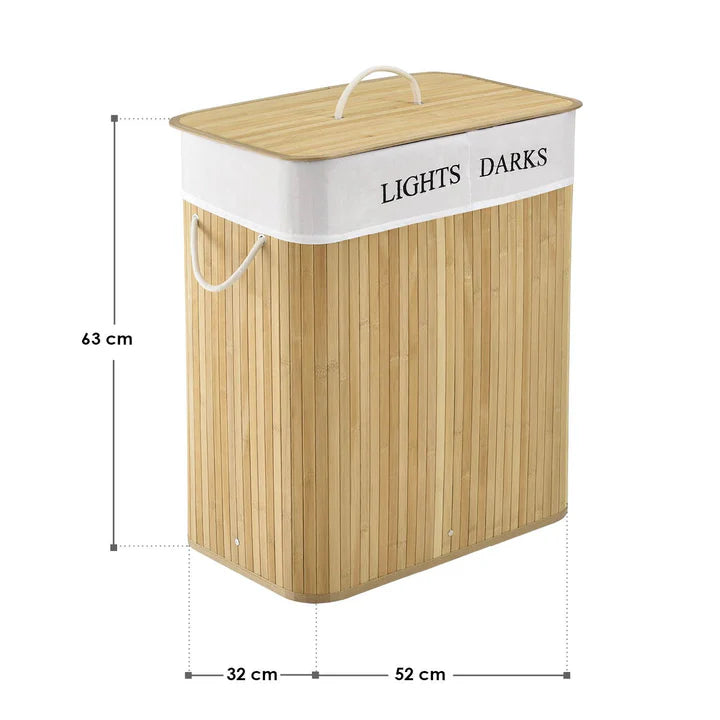 Cesto portabiancheria in bambù Curly 100 litri, naturale