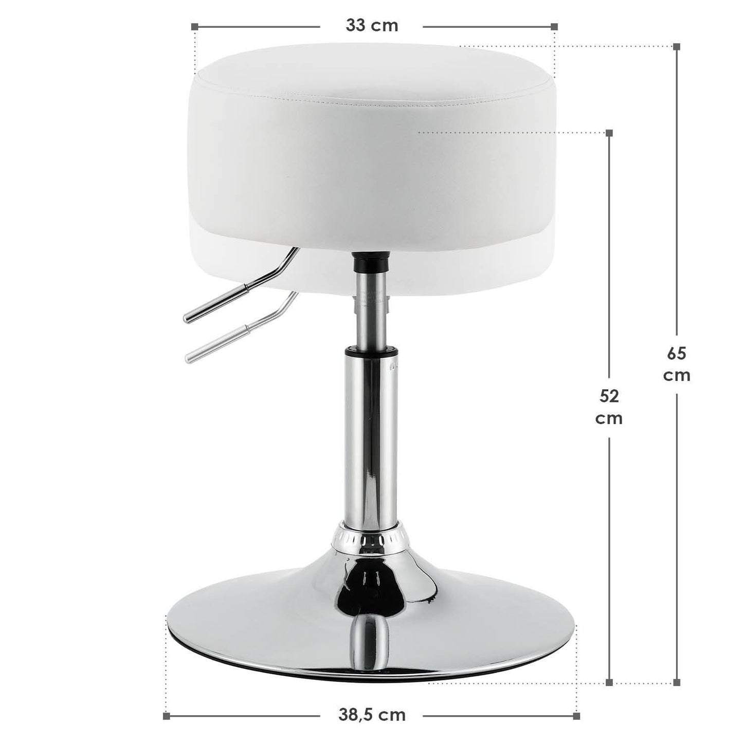 Schminktisch-Hocker Höhenverstellbar Tonia Weiss-Silber - Palo24