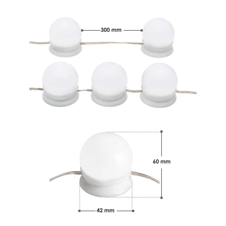 Catena luminosa da toeletta con 10 lampade a LED e USB