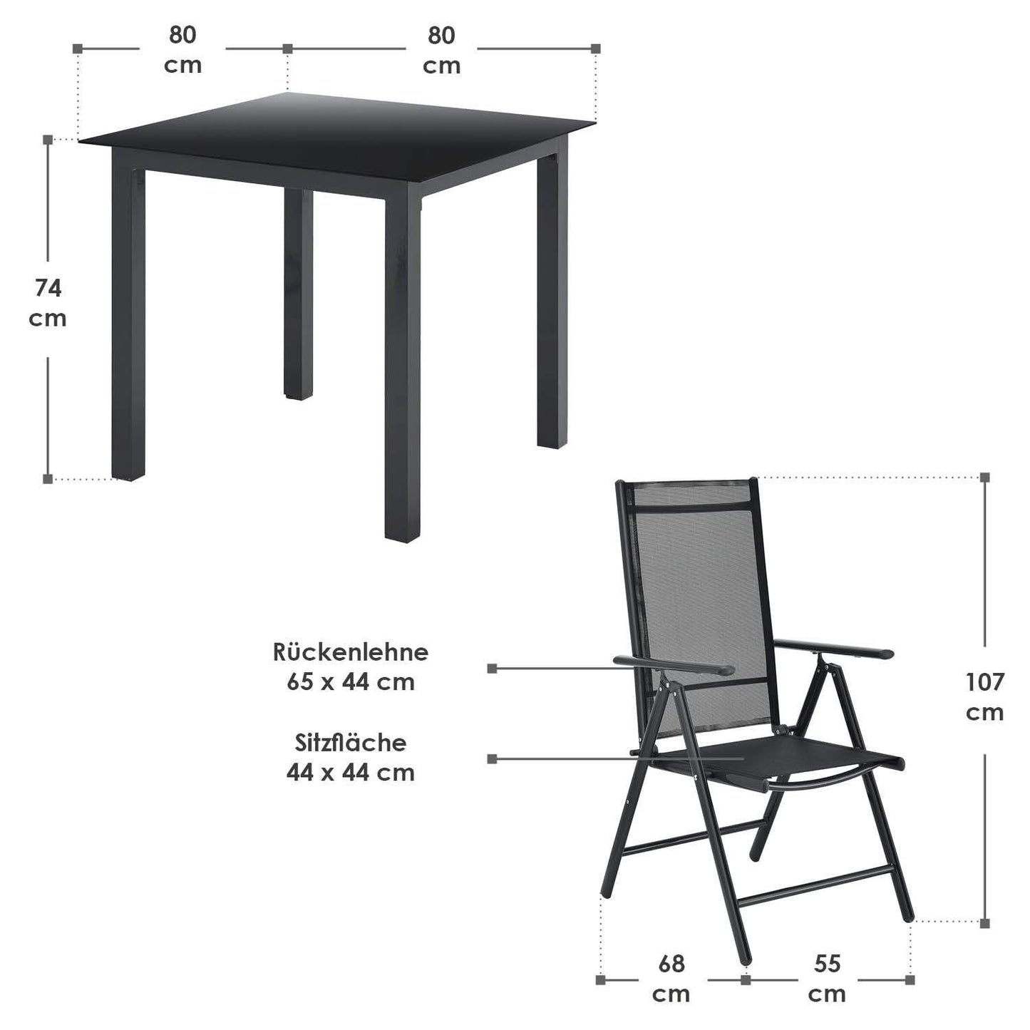 Gartengarnitur Milano 5-teilig Dunkelgrau - Palo24