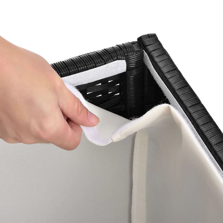 Boîte de rangement en polyrotin Ikaria noir avec couvercle 950 litres