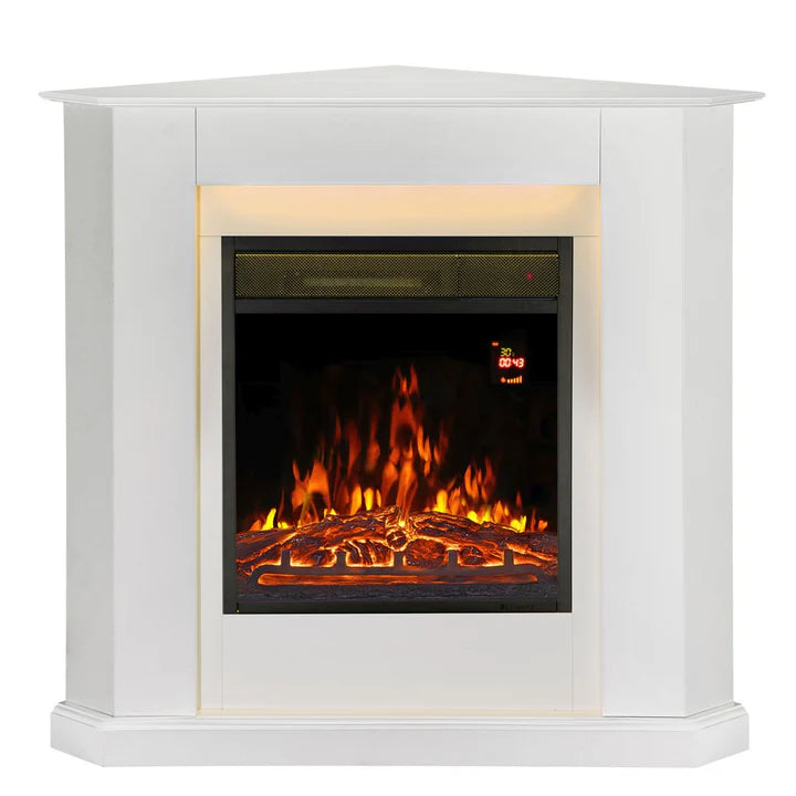 Elektrischer Kamin dreieckig Weiss