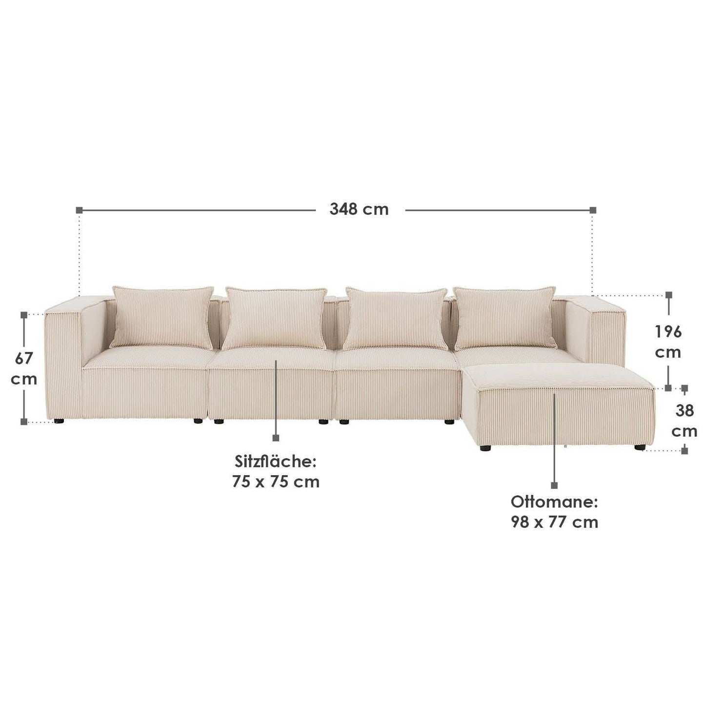 Modulares Sofa Domas XL - 4 Sitzer Beige - Palo24