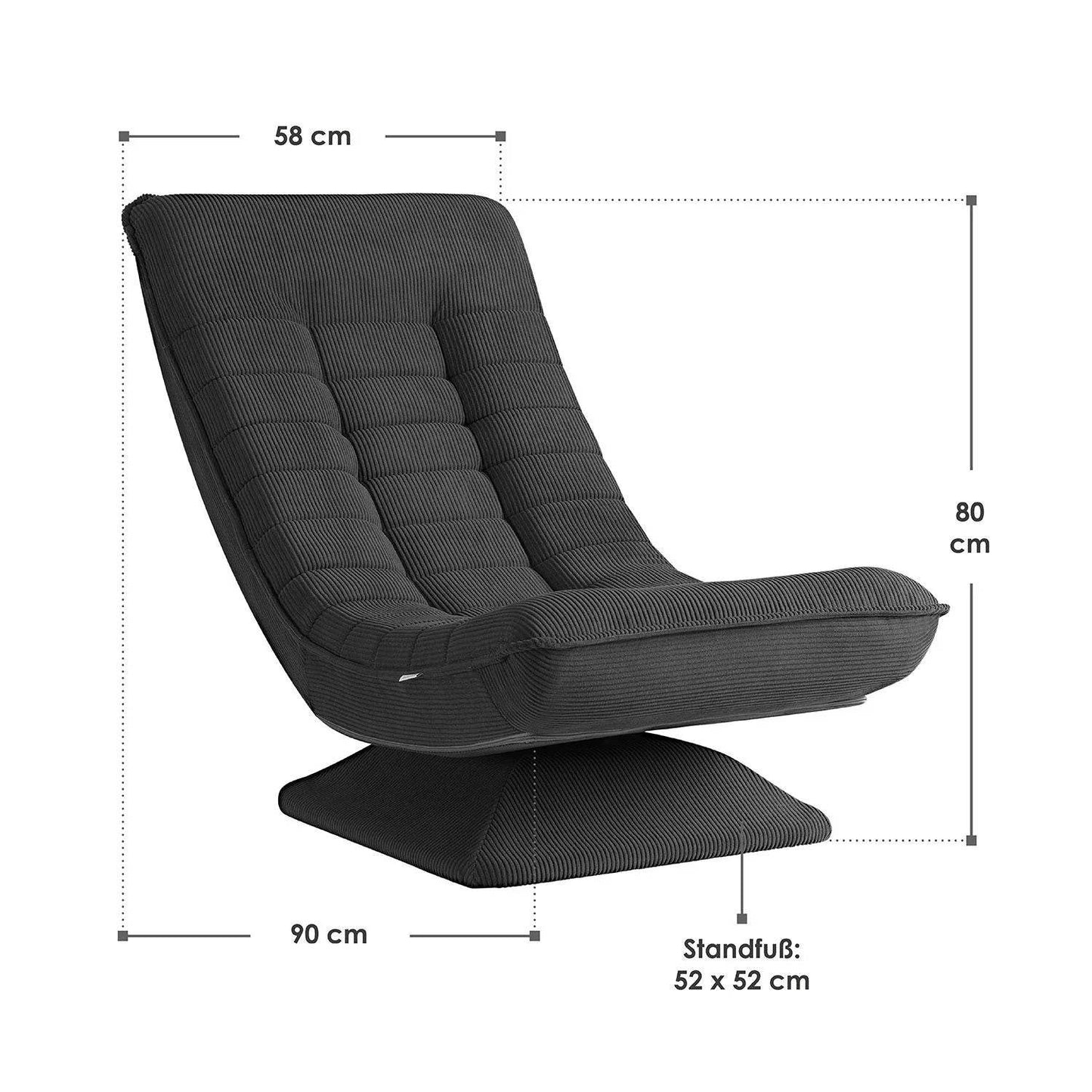 Relaxsessel Korsika mit Cord 360° drehbar Grau - Palo24