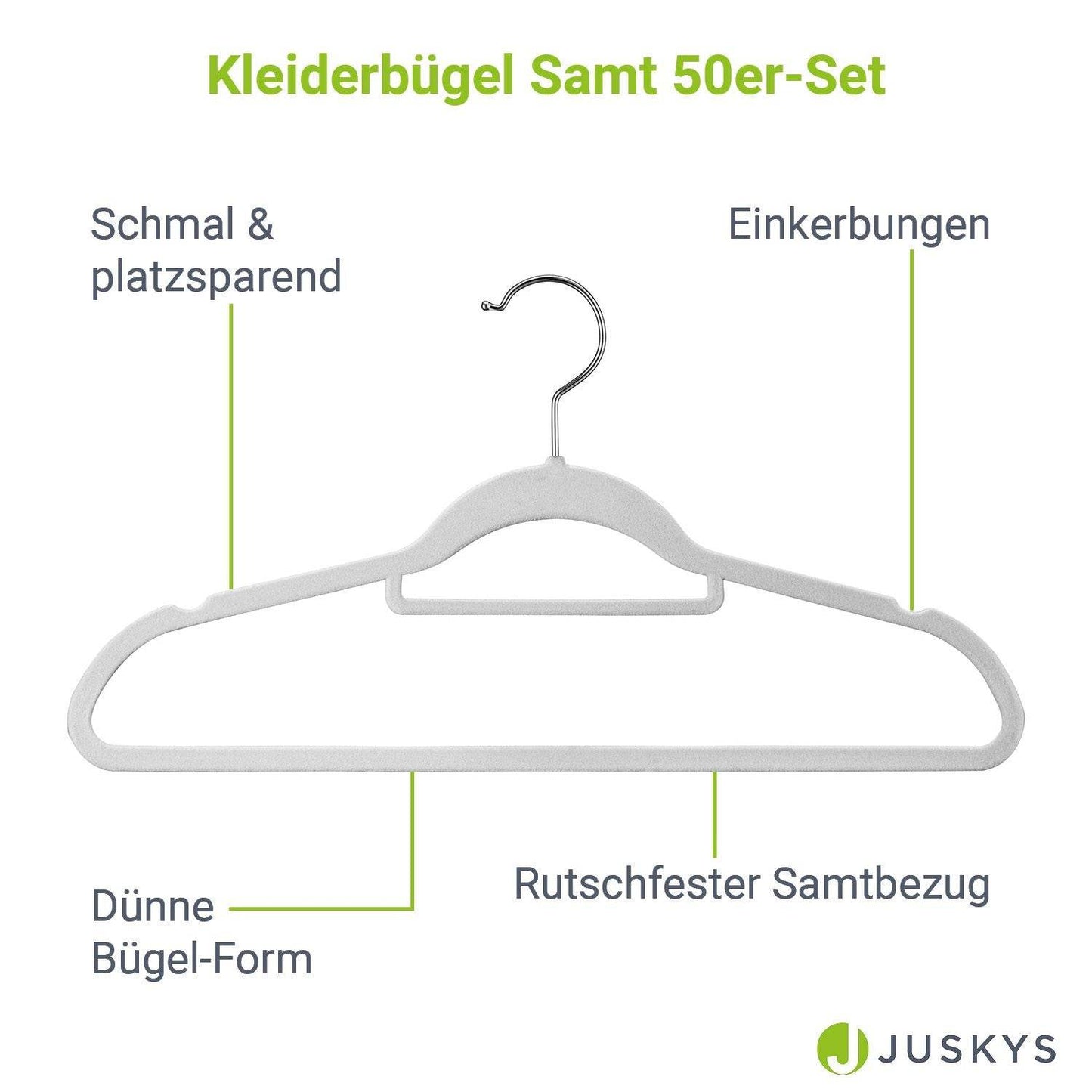 Kleiderbügel Samt 50er Set Weiss - Palo24