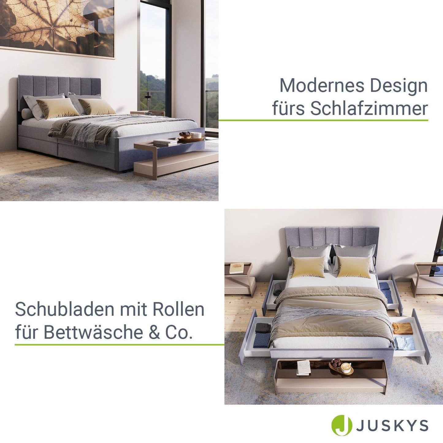 Polsterbett Soria mit Schubladen 140 x 200 Grau - Palo24