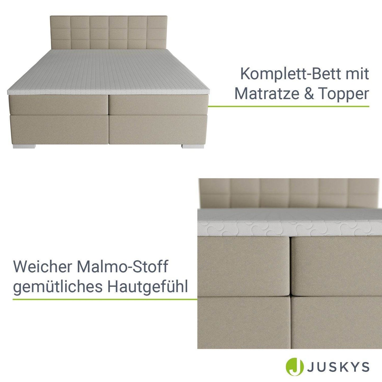 Boxspringbett Seattle 180x200 cm - Beige - Palo24