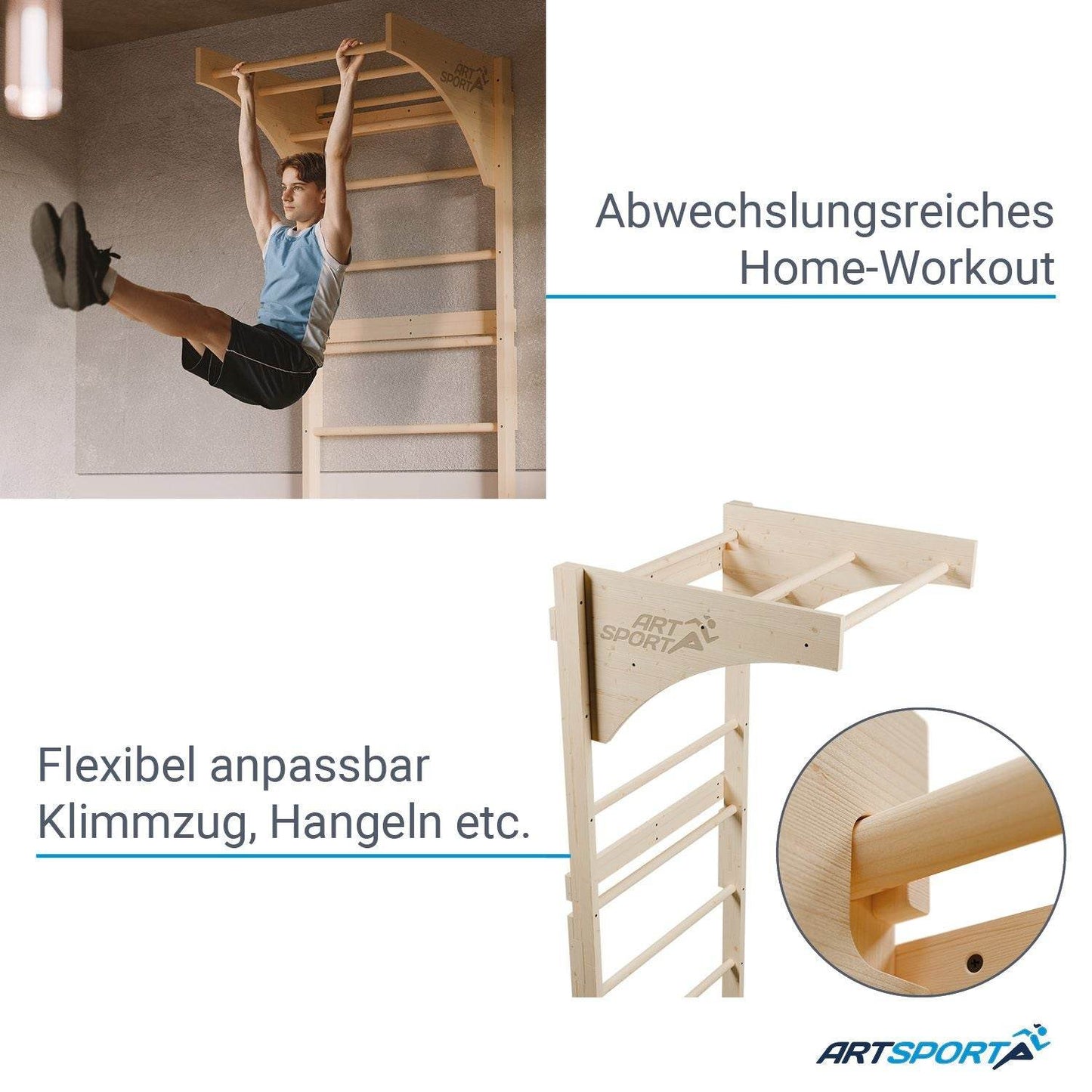 Holz Sprossenwand für Erwachsene - Natur - Palo24