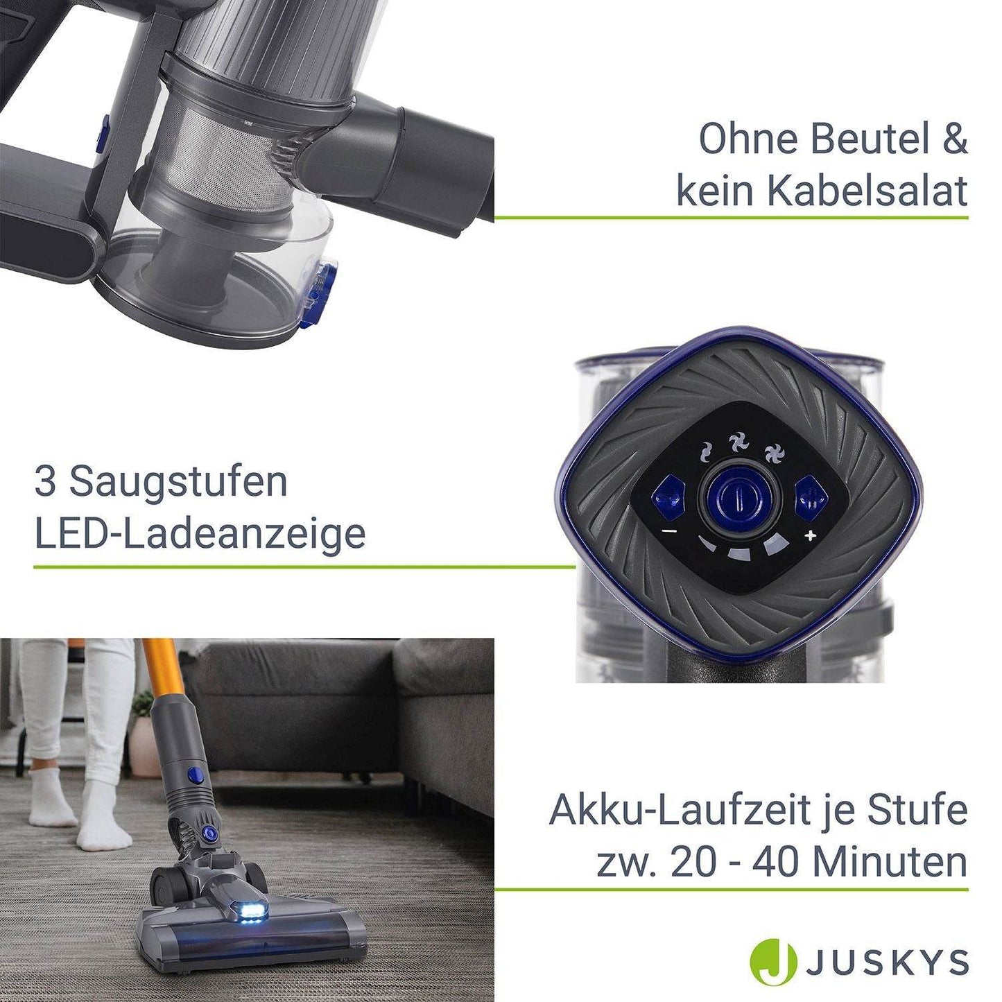 2-in-1-Akkustaubsauger VC2101 - Grau & Gold - Palo24