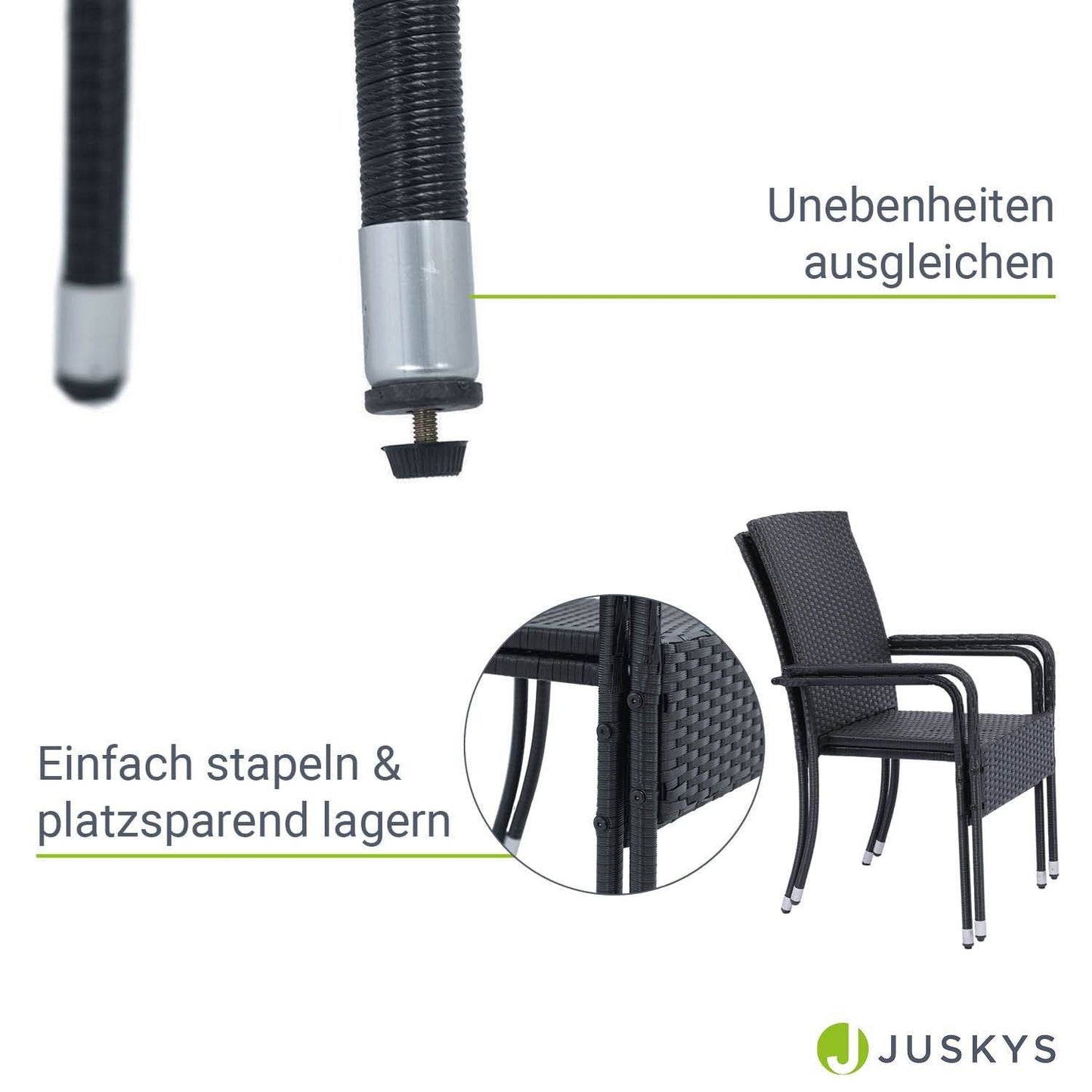 Polyrattan Gartenstühle Yoro 2er Set - Palo24