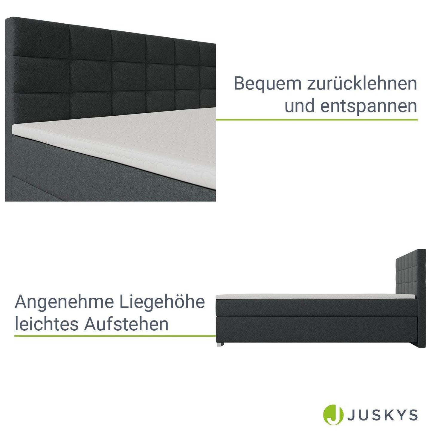 Boxspringbett Seattle 180x200 cm - Dunkelgrau - Palo24