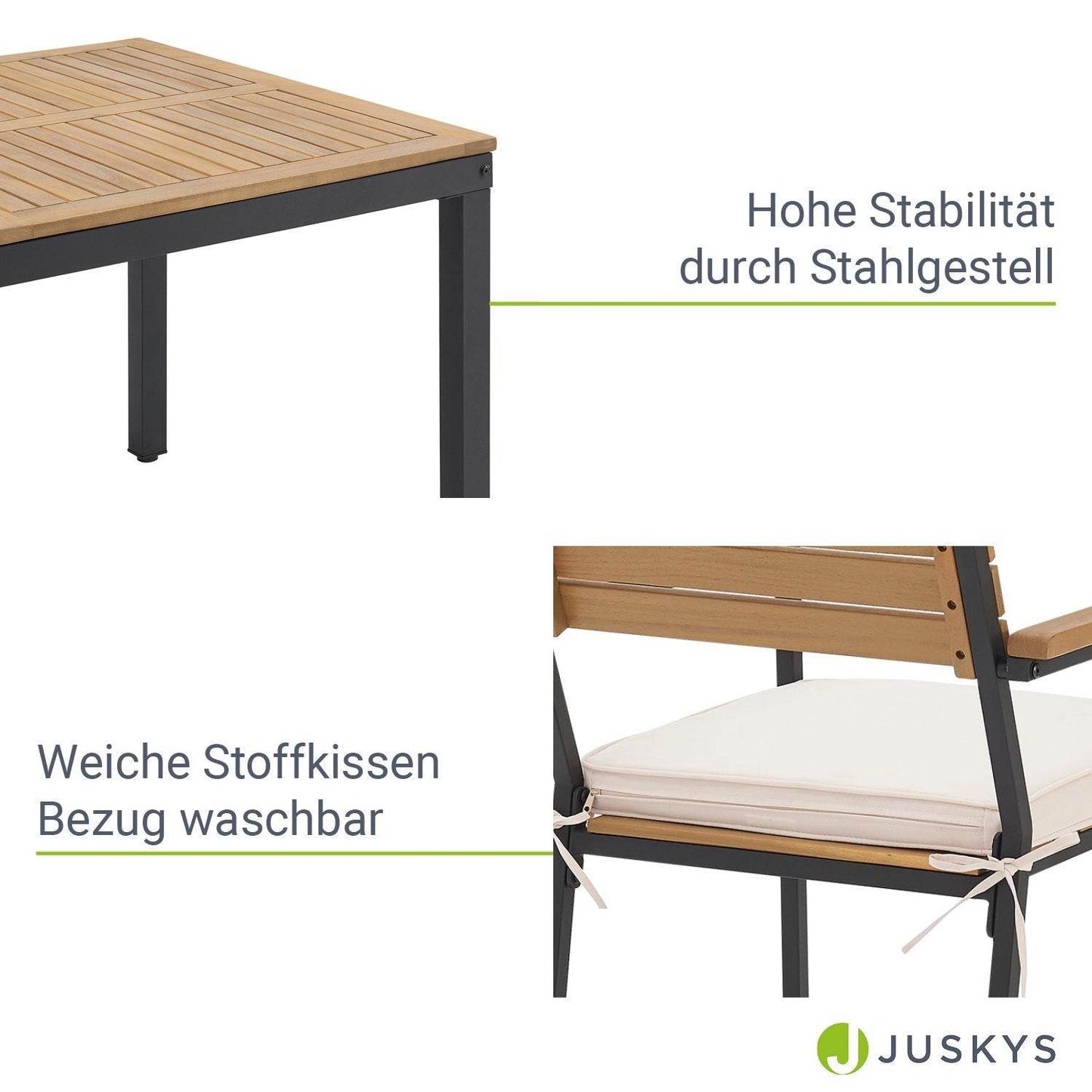 5-teilig Akazienholz Gartengarnitur Rhodos mit Auflagen - Palo24