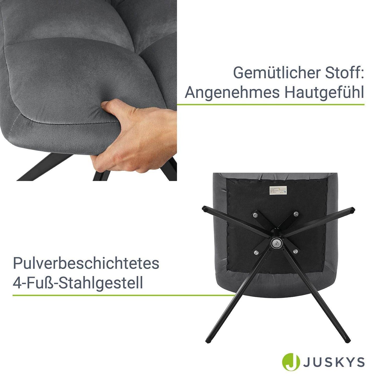 Drehstuhl Dallas 2er Set Samt Dunkelgrau - Palo24