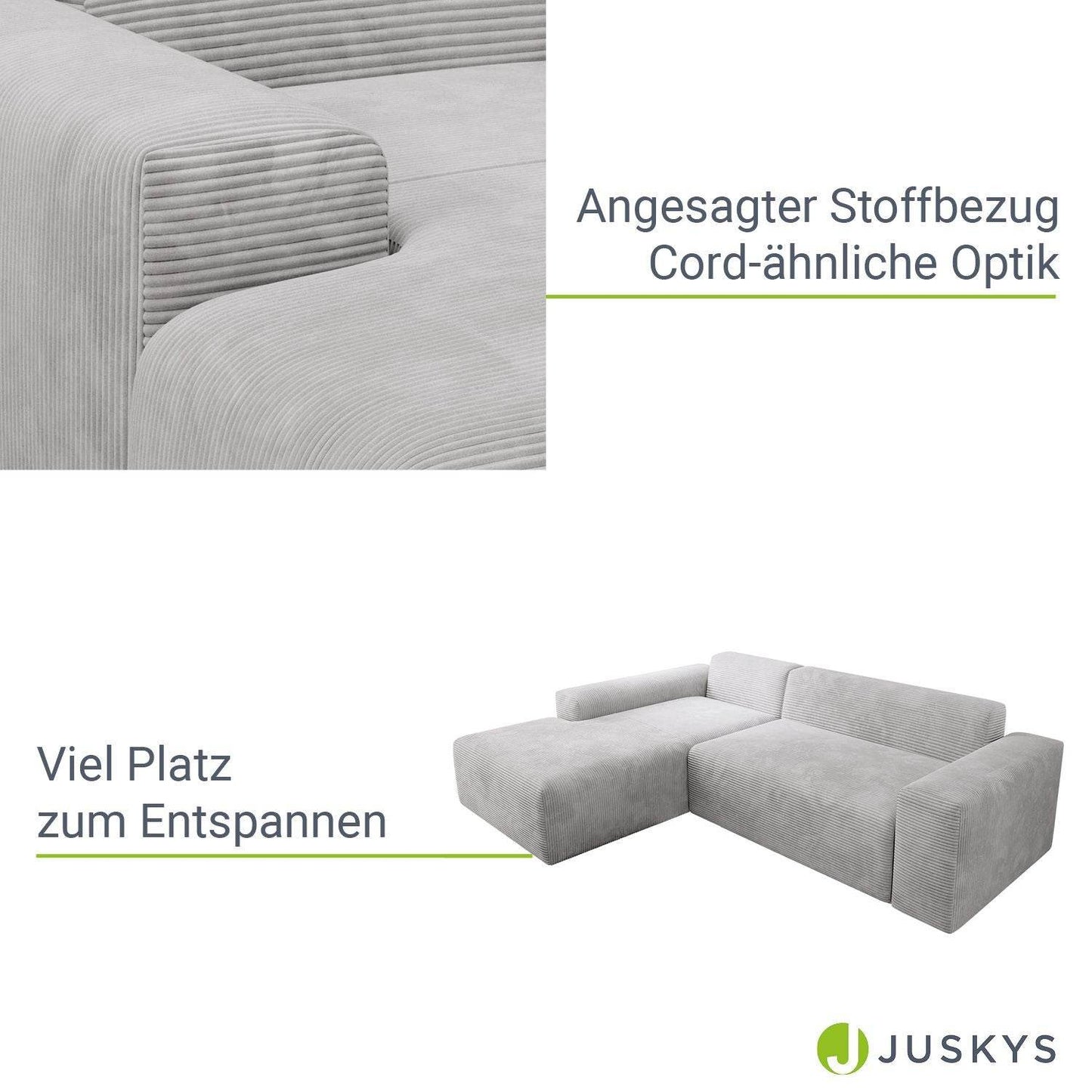 Sofa Vals Links mit PESO-Stoff - Hellgrau - Palo24