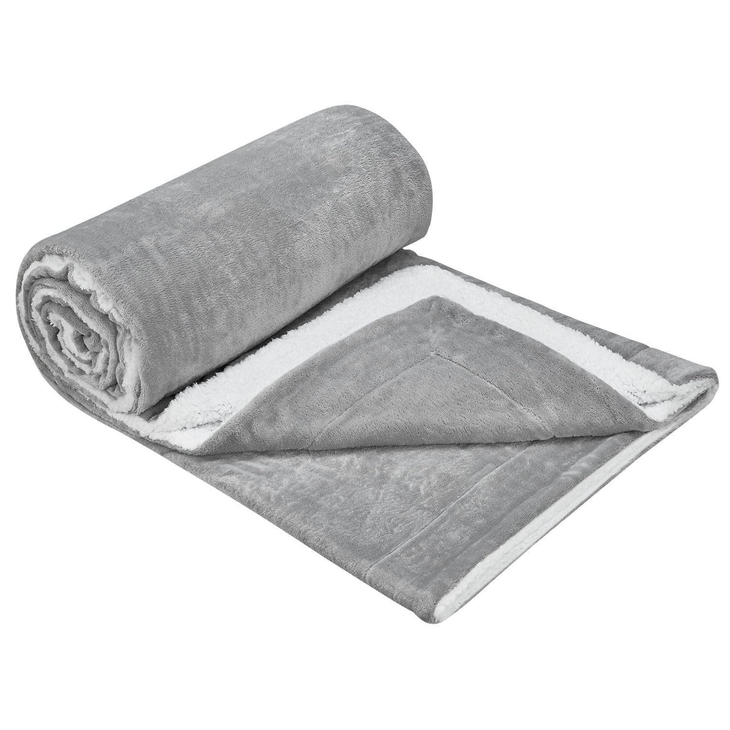 Fleecedecke 220x240 cm 2-Seitig Hellgrau - Palo24