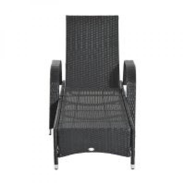 Mobile Gartenliege schwarz Rattanliege Polyrattan - Palo24