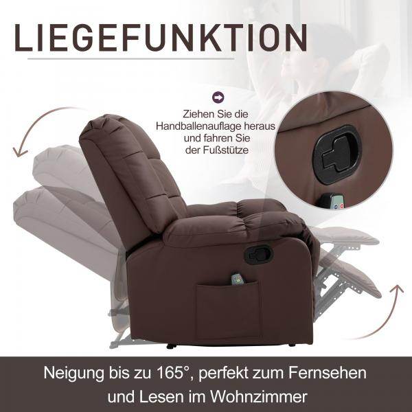 Massagesessel Fernsehsessel Relaxsessel mit Massagefunktion Holz Metall Schaumstoff Braun - Palo24