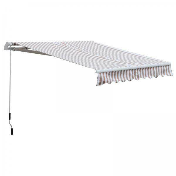 Markise mit Handkurbel, Gelenkarmmarkise, Sonnenschutz, Wandmontage, Balkon, Alu Berge 3 x 2,5 m - Palo24