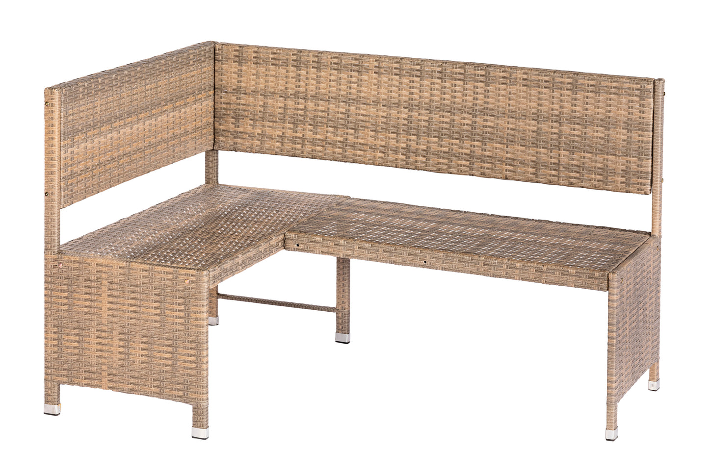 Banquette d'angle BREGENZ 148x100cm, acier + polyrotin, gris-beige