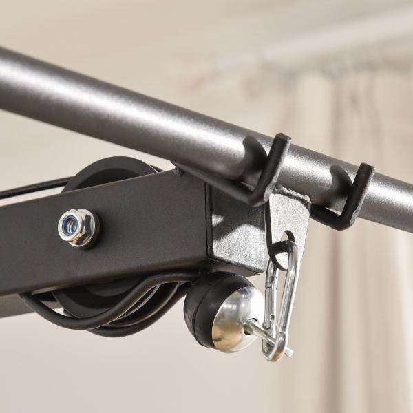 Kraftstation mit Riemenscheibe und verstellbarem Sitzkabel Stahl - Palo24