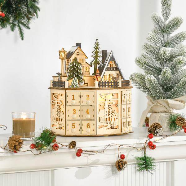 Adventskalender mit LED-Lichtern 25 cm x 20 cm x 29 cm - Palo24