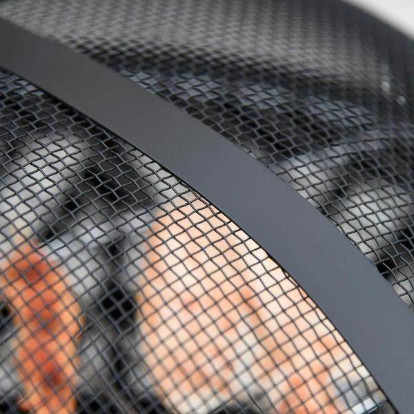 Feuerschale Feuerkorb mit Funkenschutz Grillrost Garten BBQ Schwarz+Braun - Palo24