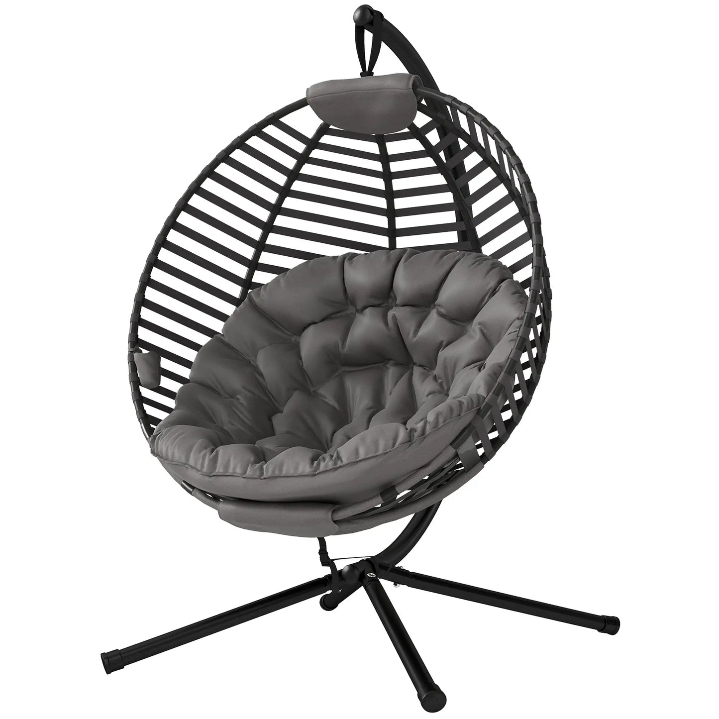 Hängesessel Hängekorb mit Gestell für 2 Personen faltbar Grau