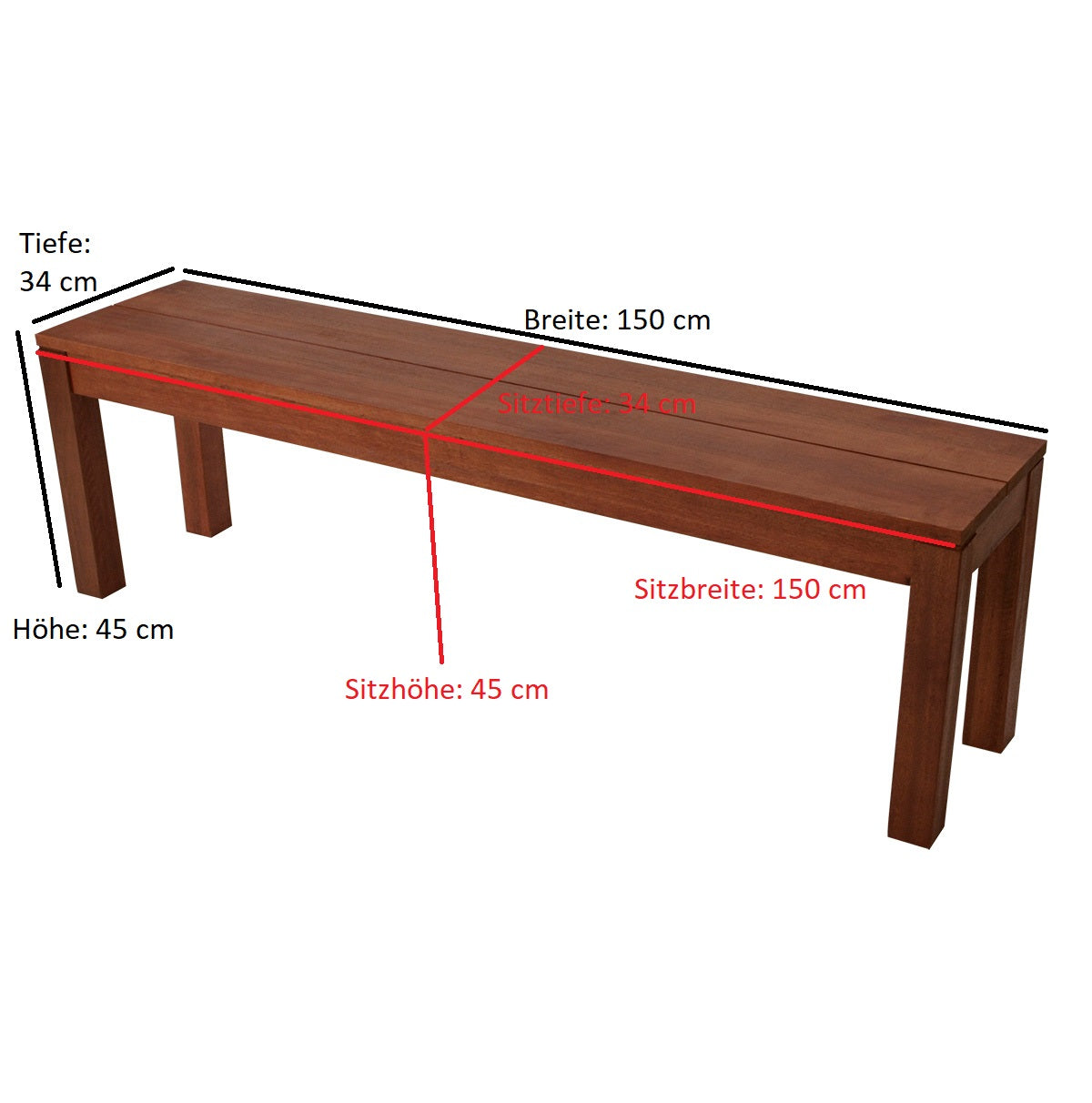 Hockerbank BRASILIA 3-sitzer, Eukalyptus geölt, FSC®-zertifiziert