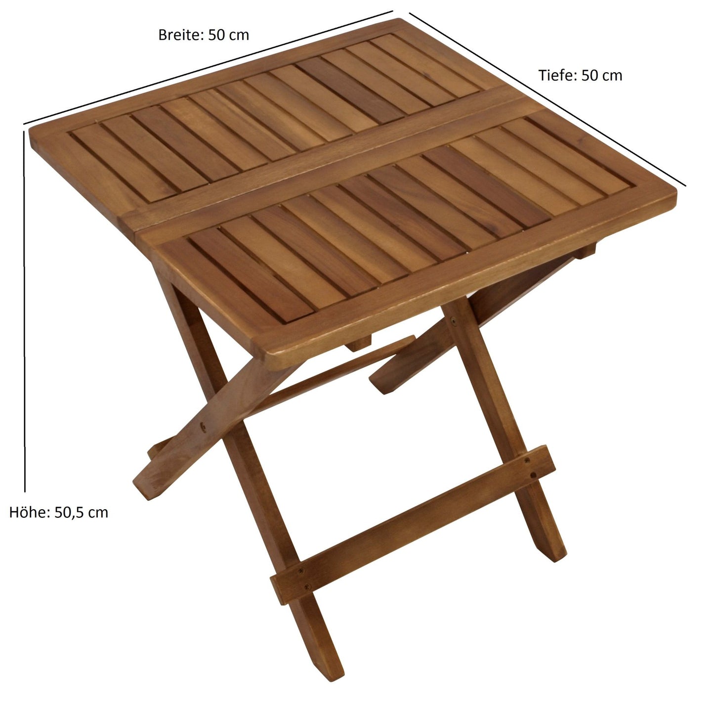 Table d'appoint pliante FLORENCIA 50x50cm, acacia huilé