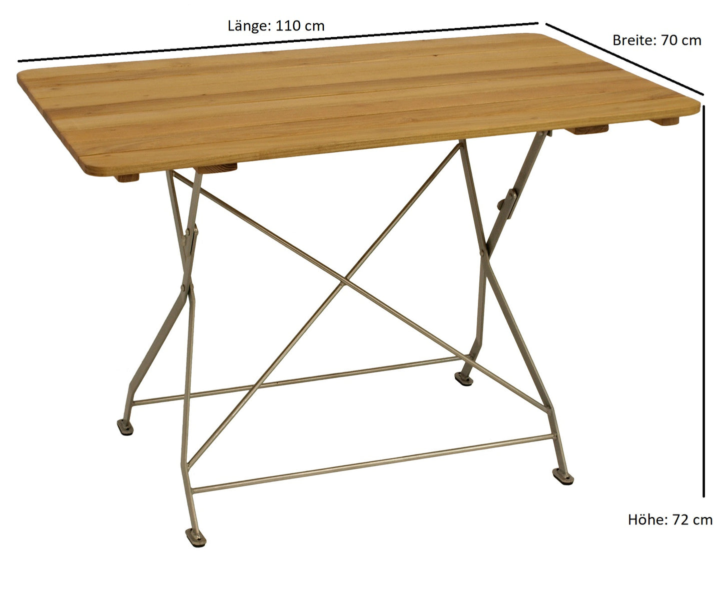 Klapptisch BAD TÖLZ 70x110cm rechteckig, Flachstahl verzinkt + Robinie