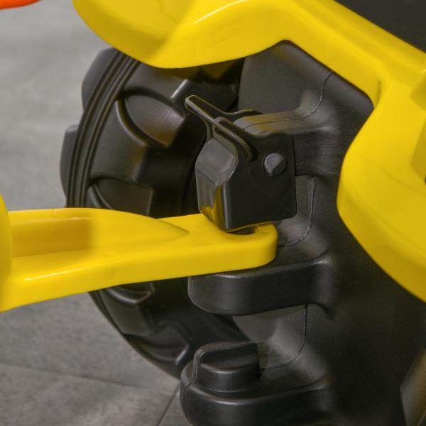 Trettraktor mit Anhänger, Werkzeug, Hupe, für Kinder ab 3 J., Metallrahmen, schwarz-gelb, 133 x 42 x 51 cm - Palo24