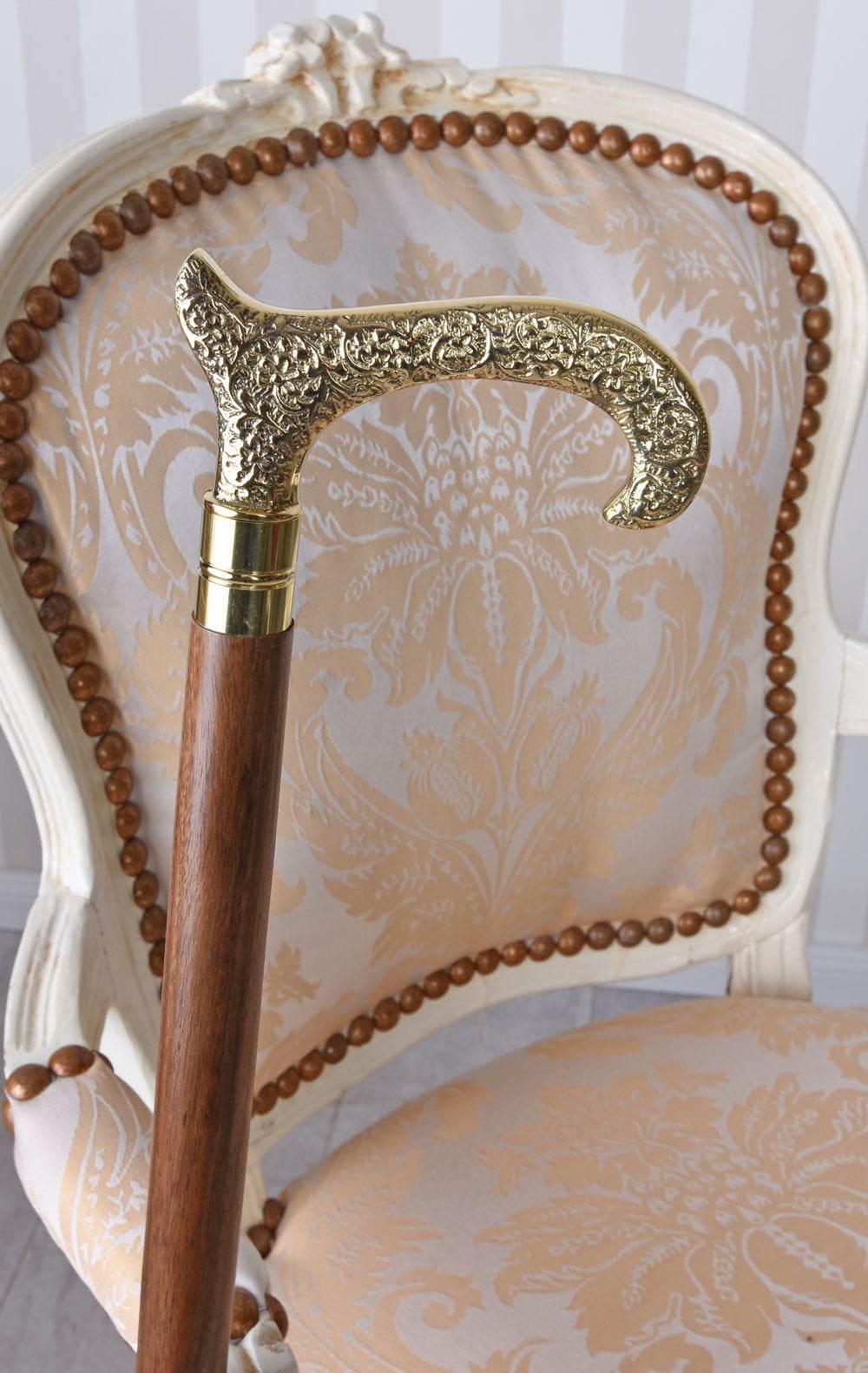 Antik Gehstock Wanderstock Flanierstock Stock silbern schwarz 92 cm Spazierstock - Palo24