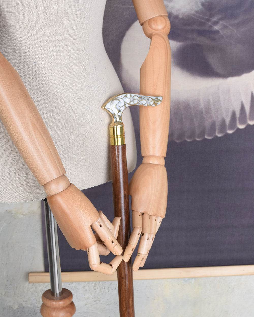 Spazierstock Antik Gehstock Emaille Griff Flanierstock Herren Accessoire - Palo24