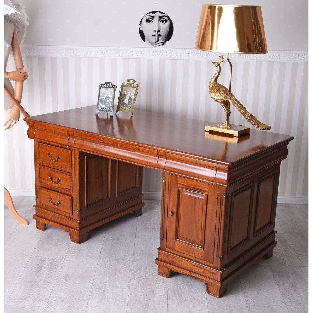 Chefschreibtisch Mahagoni Desh Holz Schnitzereien Schreibtisch - Palo24