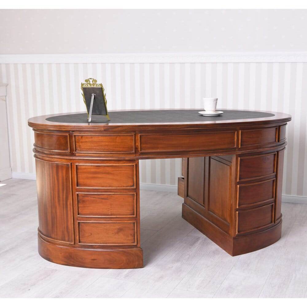 Schreibtisch Mahagoni Massivholz Oval - Palo24