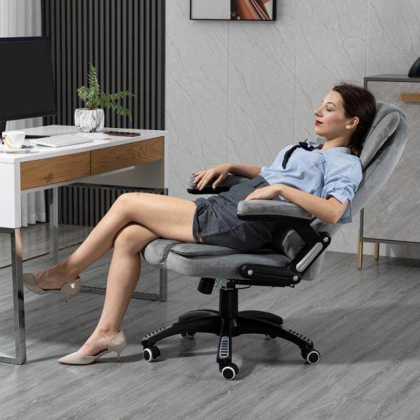 Bürostuhl mit Massagefunktion, höhenverstellbarer Chefsessel, ergonomischer Drehstuhl, PU-Räder, Grau - Palo24