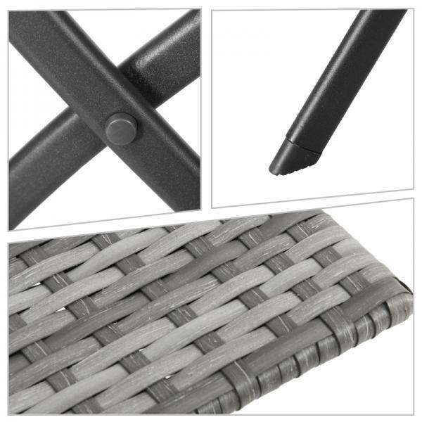 3-tlg. Gartensitzgruppe, 2 Klappstühle, 1 Klapptisch, Rattanoptik, Metallrahmen, grau - Palo24