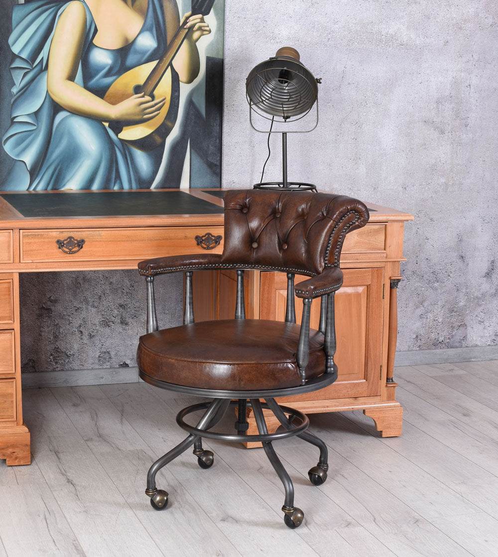 Bürostuhl Chesterfield Echtleder - Palo24