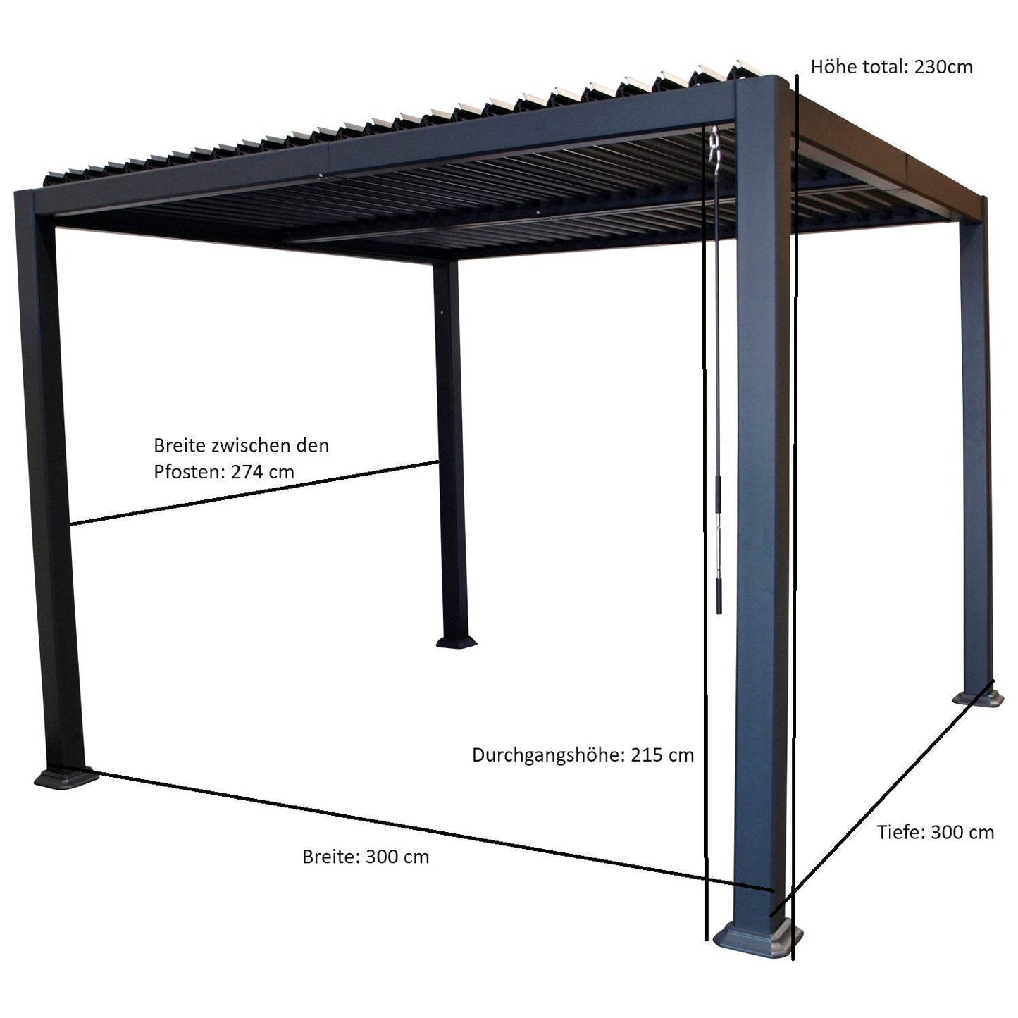 Gartenpavillon Baracoa 3x3m Alu dunkelgrau - Palo24