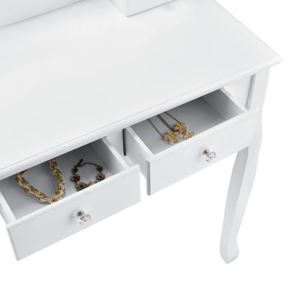 Schminktisch "Julia" weiss mit Herz-Spiegel und Hocker - Palo24