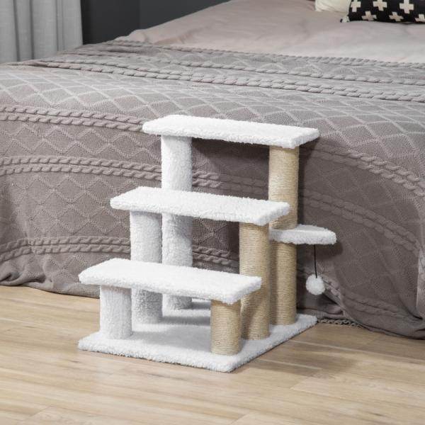 Haustiertreppe Ball 3-stufige Katzentreppe Hundetreppe Tiertreppe Weiss - Palo24