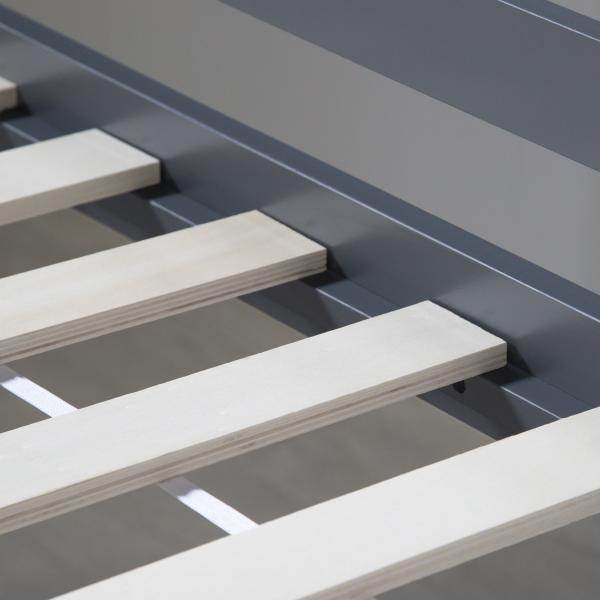 Hochbett Spielbett Kinderbett Leiter Kiefer Vorhang grau 90x200 Jugendbett - Palo24