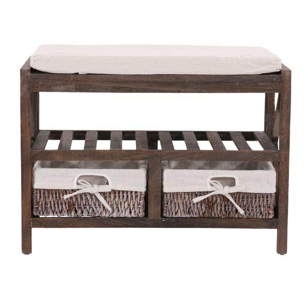 Schuhregal Sitzbank Schuhablage, Shabby-Look Vintage 45x65x34cm braun - Palo24