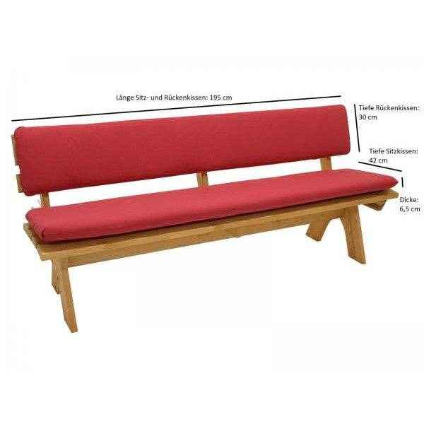 Auflagenset TACOMA für Bank 4-sitzer, rot - uni, 2-teilig