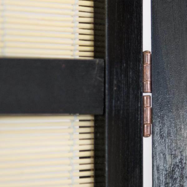 6 fach Holz Paravent Raumteiler schwarz Bambus - Palo24