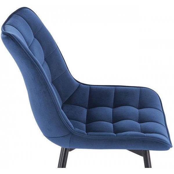 4er-Set Küchenstuhl mit Rückenlehne aus Samt Metallbeine Elif blau - Palo24