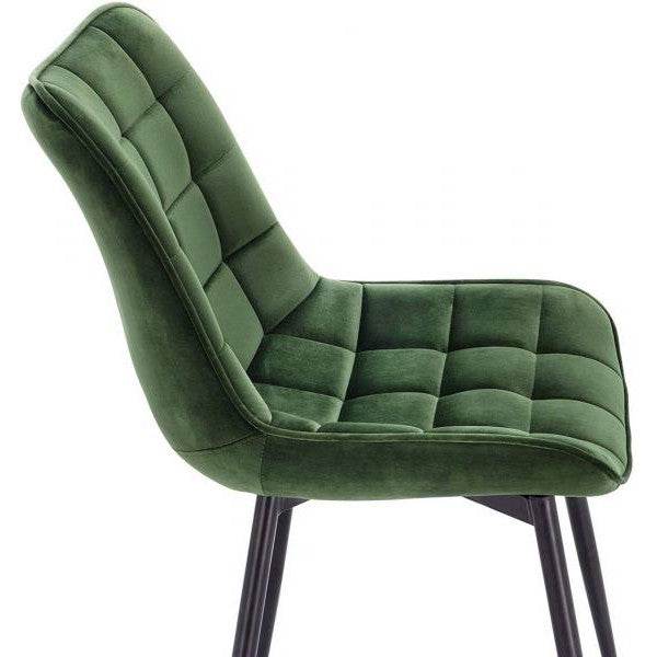 4er-Set Küchenstuhl mit Rückenlehne aus Samt Metallbeine Elif dunkelgrün - Palo24